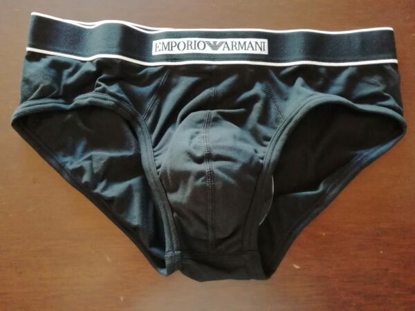 SLIP ARMANI CON SCRITTA E LOGO PICCOLO NERO E BIANCO