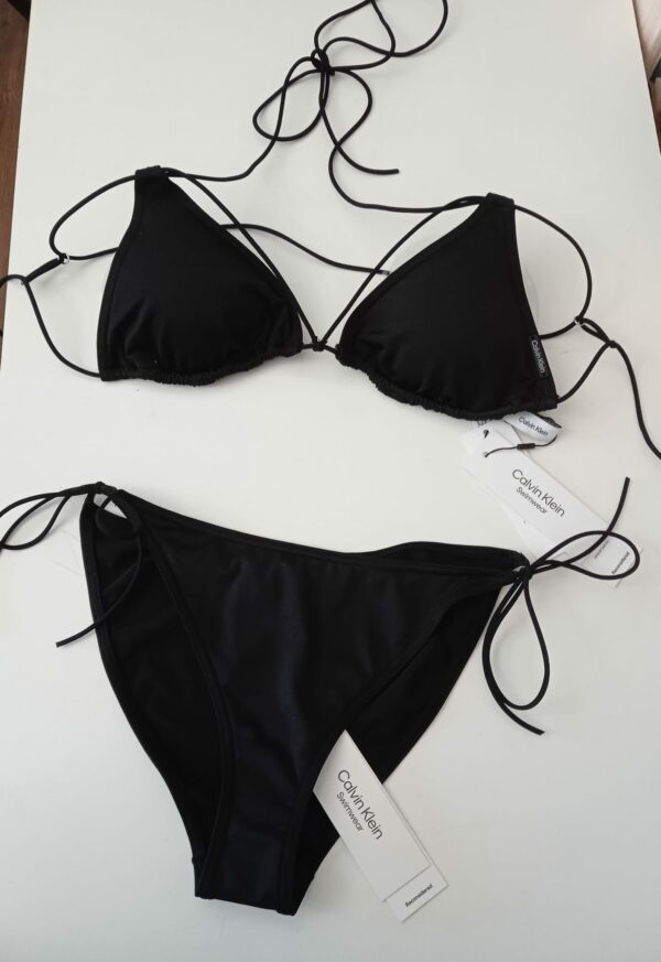 Bikini triangolo nero con laccetti Calvin Klein